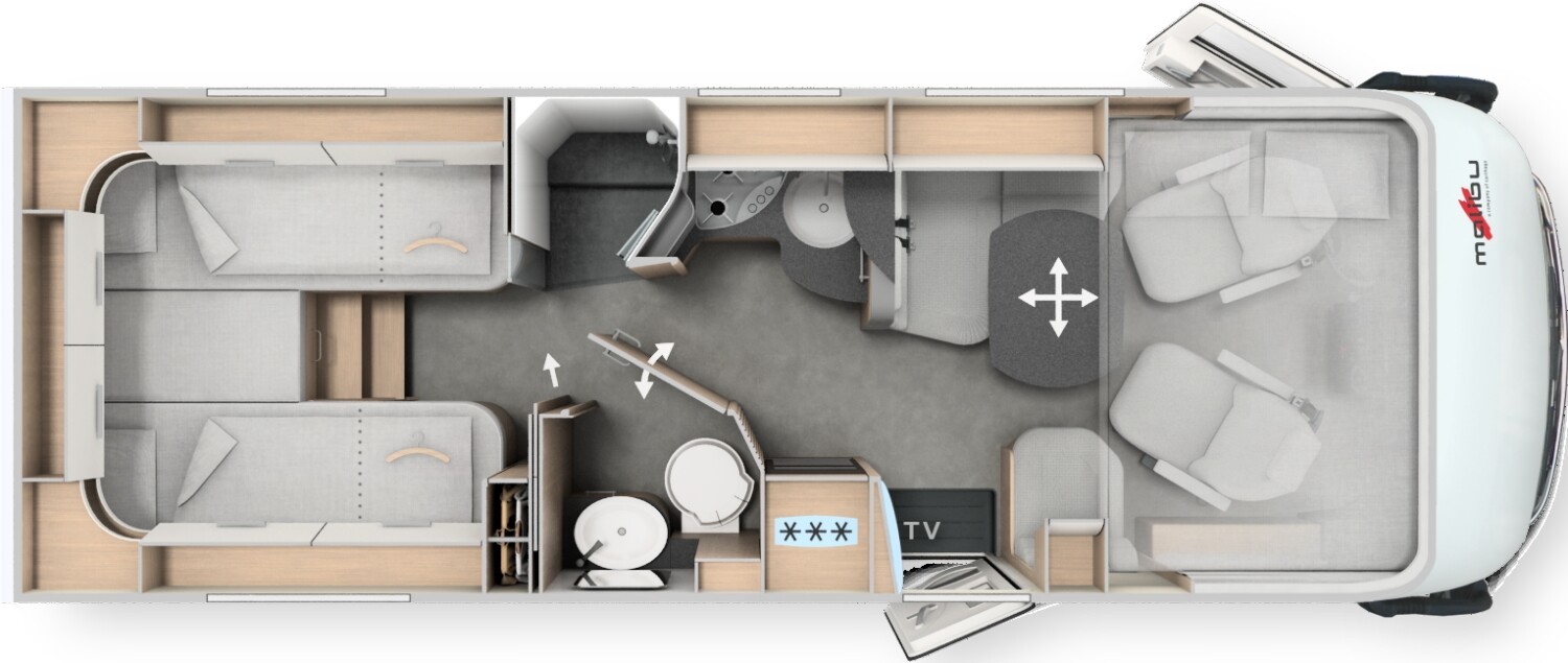 Grundriss: Malibu I 470 RB LE K Vorführfzg!